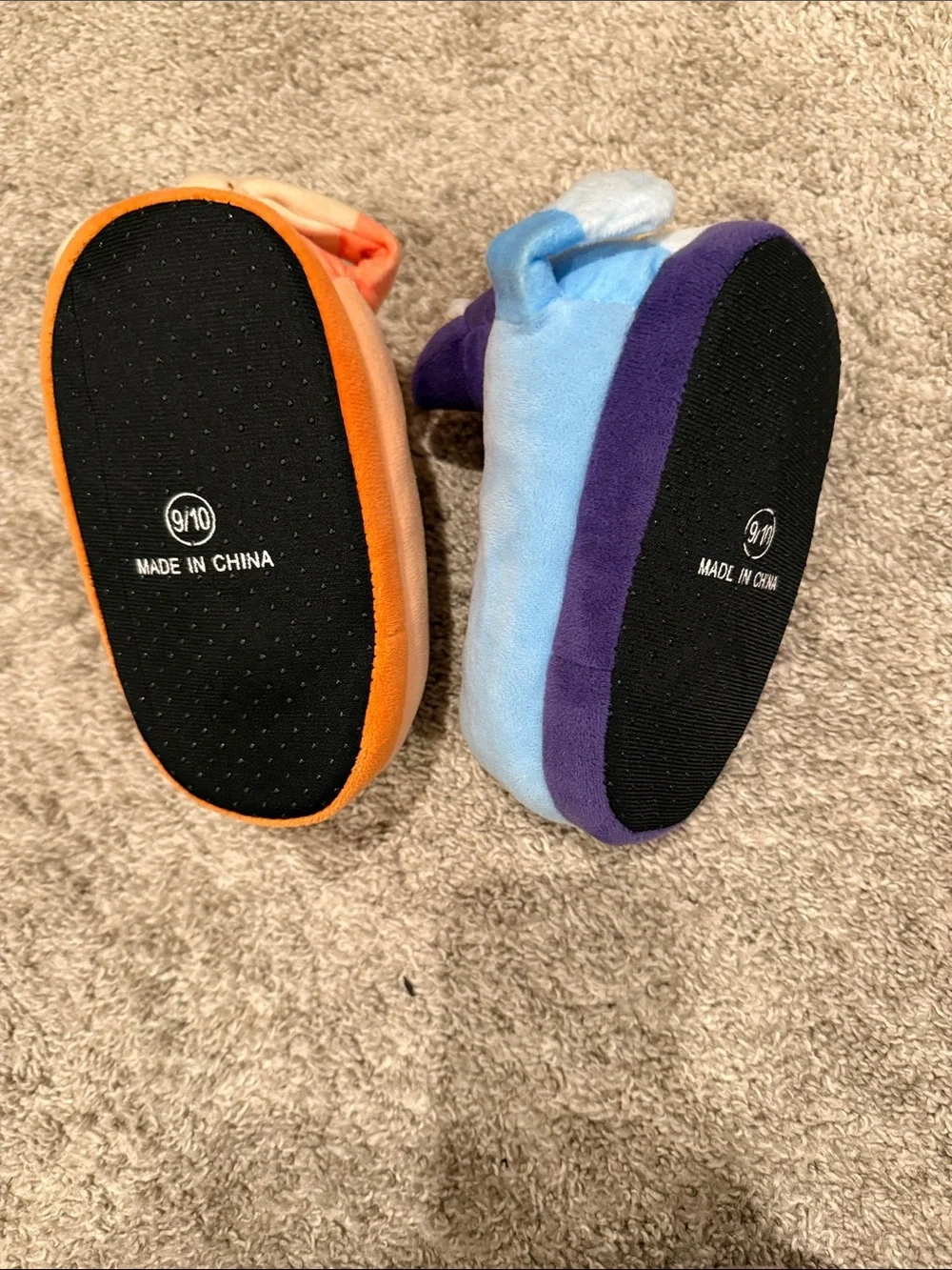 Kids Plush Animal Slippers - Blue and Orange